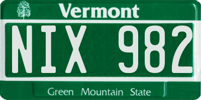 VT license plate NIX982