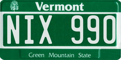 VT license plate NIX990
