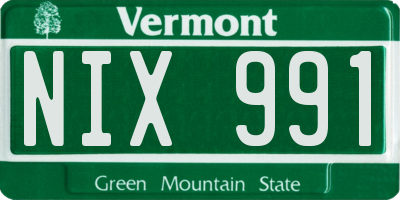 VT license plate NIX991