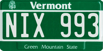 VT license plate NIX993