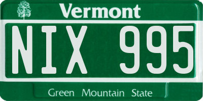 VT license plate NIX995