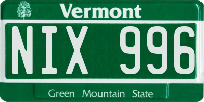 VT license plate NIX996