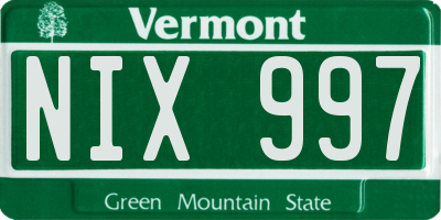 VT license plate NIX997