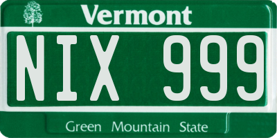VT license plate NIX999