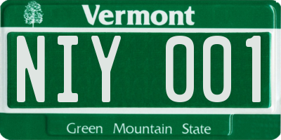 VT license plate NIY001