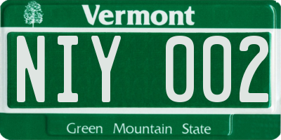 VT license plate NIY002
