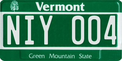 VT license plate NIY004