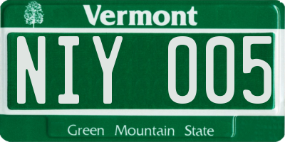 VT license plate NIY005