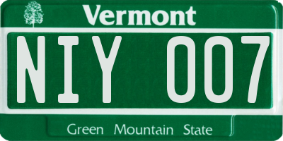 VT license plate NIY007