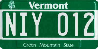 VT license plate NIY012