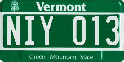 VT license plate NIY013