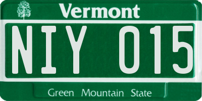 VT license plate NIY015