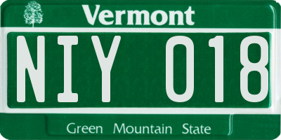 VT license plate NIY018