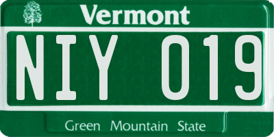 VT license plate NIY019