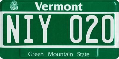 VT license plate NIY020
