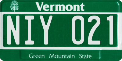 VT license plate NIY021