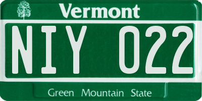 VT license plate NIY022