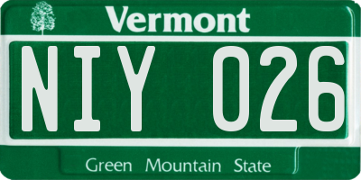 VT license plate NIY026