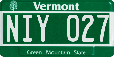 VT license plate NIY027