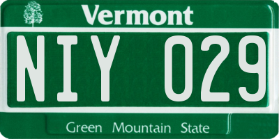 VT license plate NIY029