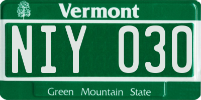 VT license plate NIY030