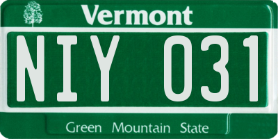 VT license plate NIY031