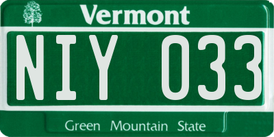 VT license plate NIY033