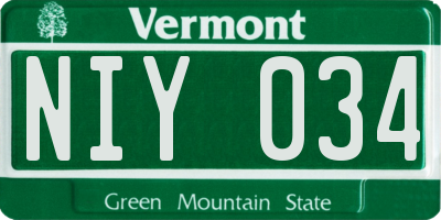 VT license plate NIY034