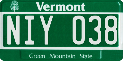 VT license plate NIY038