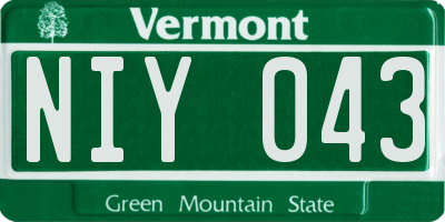 VT license plate NIY043