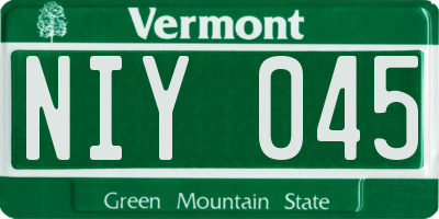 VT license plate NIY045
