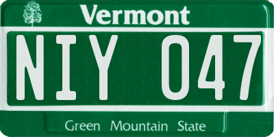 VT license plate NIY047