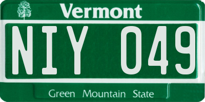 VT license plate NIY049
