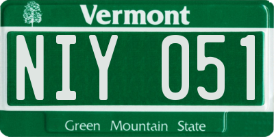 VT license plate NIY051