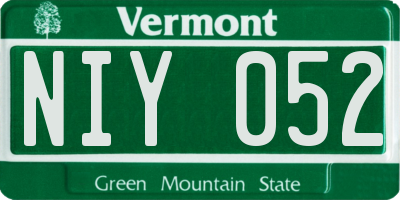 VT license plate NIY052