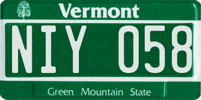 VT license plate NIY058
