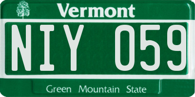 VT license plate NIY059