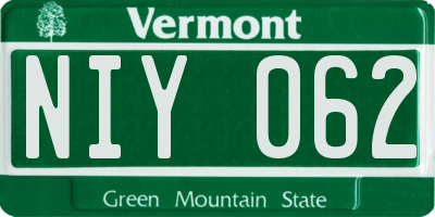 VT license plate NIY062