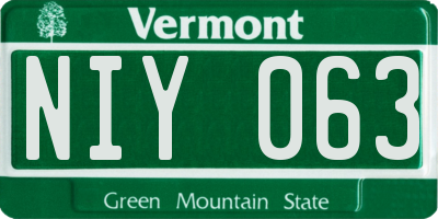 VT license plate NIY063
