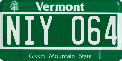 VT license plate NIY064