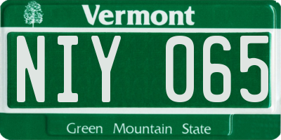 VT license plate NIY065