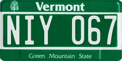 VT license plate NIY067