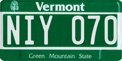 VT license plate NIY070