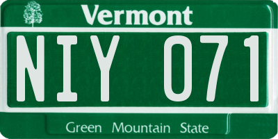 VT license plate NIY071