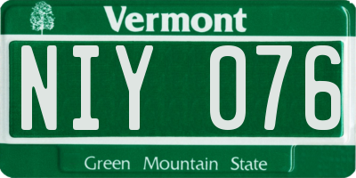VT license plate NIY076