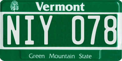 VT license plate NIY078