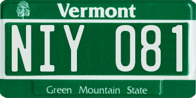 VT license plate NIY081