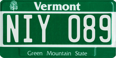 VT license plate NIY089