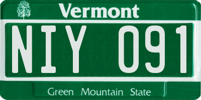 VT license plate NIY091