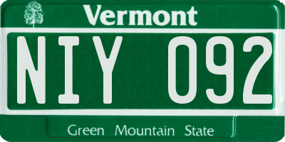 VT license plate NIY092